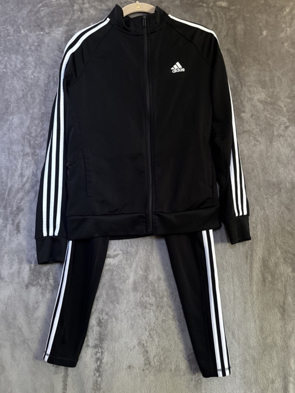 adidas Women’s Essentials 3-Stripes Track Suit Set | Black & White | M